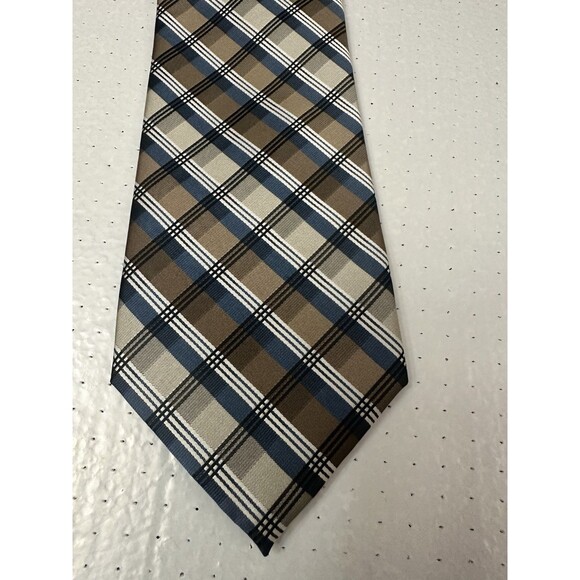 Platinum Designs Necktie 100% Polyester Green Blue Plaid Pattern NWT MSRP $22.99 - Picture 2 of 7